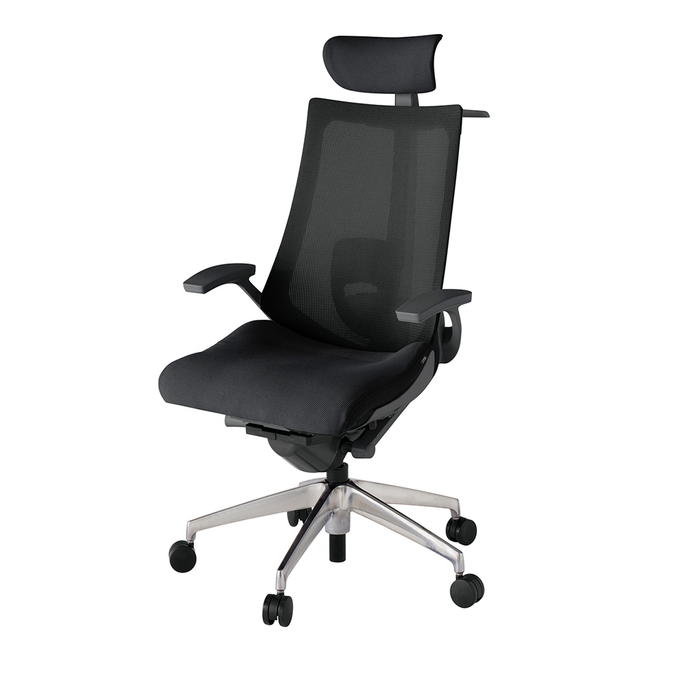 アクト2 KJ-455JVX-ZDT1 メッシュバック プレーン ランバーサポート 固定肘 ヘッドサポート ( クロス ) ハンガー ナイロンキャスター[ ベースカラー: ZD 張地カラー: T1 / ブラック  ]