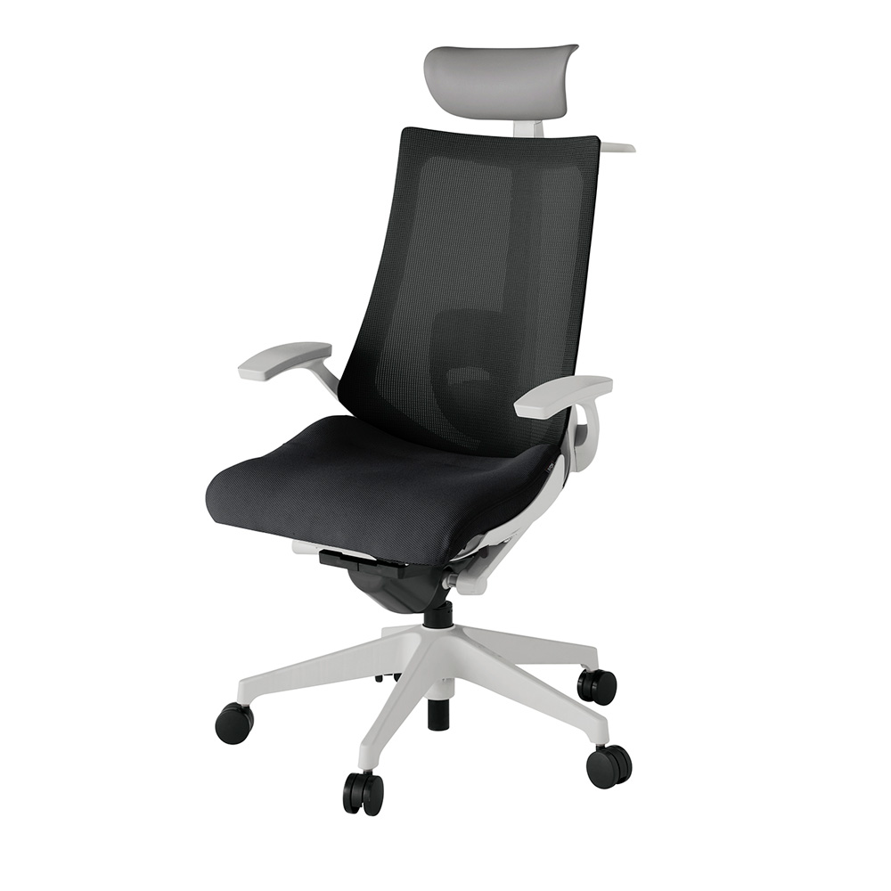 アクト2 KJ-455JVY-GNT1 メッシュバック プレーン ランバーサポート 固定肘 ヘッドサポート ( ビニール ) ハンガー ナイロンキャスター[ ベースカラー: GN 張地カラー: T1 / ブラック  ]