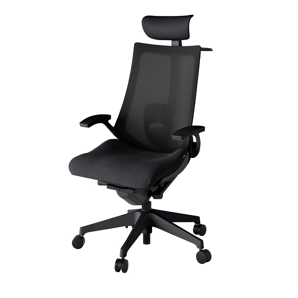アクト2 KJ-455JVY-T1T1 メッシュバック プレーン ランバーサポート 固定肘 ヘッドサポート ( ビニール ) ハンガー ナイロンキャスター[ ベースカラー: T1 張地カラー: T1 / ブラック  ]
