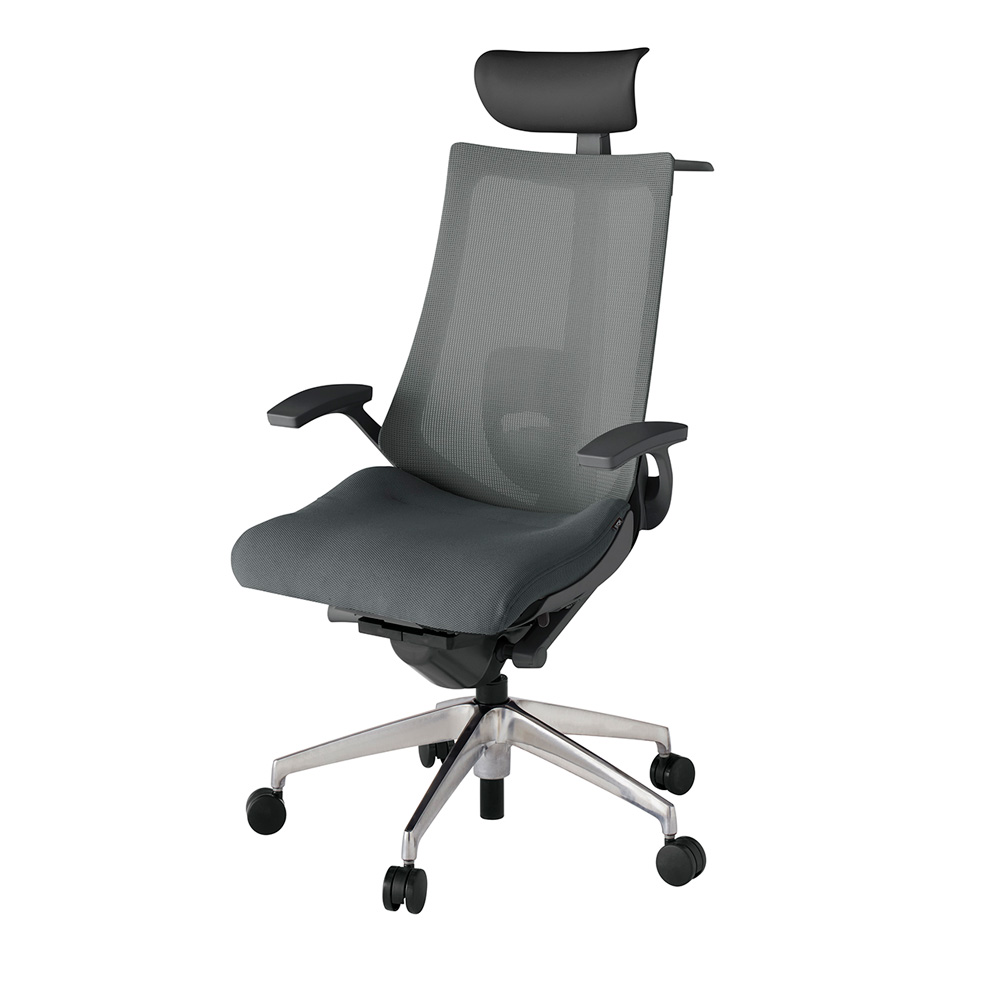 アクト2 KJ-455JVY-ZDC3 メッシュバック プレーン ランバーサポート 固定肘 ヘッドサポート ( ビニール ) ハンガー ナイロンキャスター[ ベースカラー: ZD 張地カラー: C3 / ダークグレー  ]