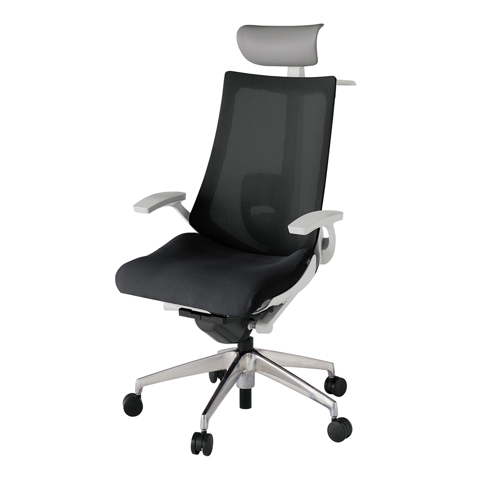 アクト2 KJ-455JVY-ZNT1 メッシュバック プレーン ランバーサポート 固定肘 ヘッドサポート ( ビニール ) ハンガー ナイロンキャスター[ ベースカラー: ZN 張地カラー: T1 / ブラック  ]