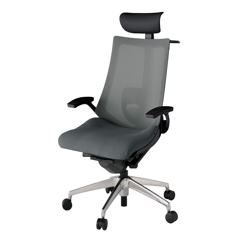 アクト2 KJ-455JVY-ZTC3 メッシュバック プレーン ランバーサポート 固定肘 ヘッドサポート ( ビニール ) ハンガー ナイロンキャスター[ ベースカラー: ZT 張地カラー: C3 / ダークグレー  ]