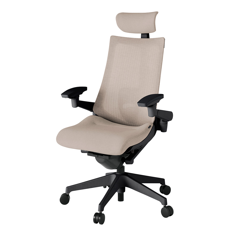 アクト2 KJ-457JEE-T1F6 メッシュバック テクスチャード ランバーサポート 可動肘 ヘッドサポート ( クロス ) ナイロンキャスター[ ベースカラー: T1 張地カラー: F6 / グレイッシュブラウン  ]