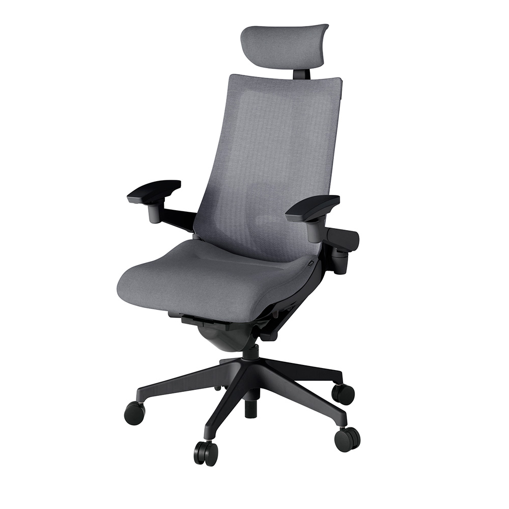 アクト2 KJ-457JEE-T1T3 メッシュバック テクスチャード ランバーサポート 可動肘 ヘッドサポート ( クロス ) ナイロンキャスター[ ベースカラー: T1 張地カラー: T3 / ダークグレー  ]