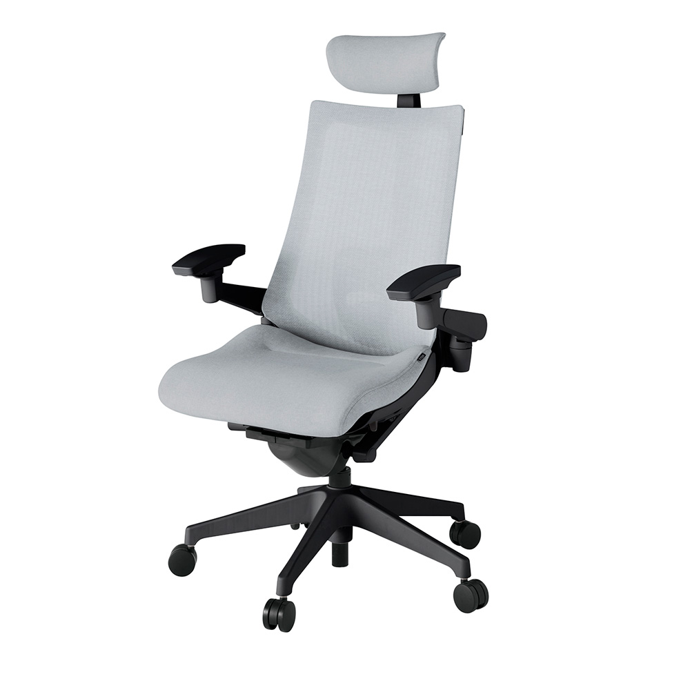 アクト2 KJ-457JEE-T1T7 メッシュバック テクスチャード ランバーサポート 可動肘 ヘッドサポート ( クロス ) ナイロンキャスター[ ベースカラー: T1 張地カラー: T7 / ホワイトグレー  ]