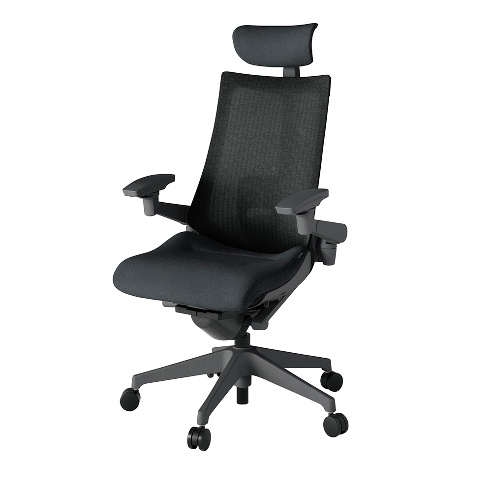 アクト2 KJ-457JEE-W2T1 メッシュバック テクスチャード ランバーサポート 可動肘 ヘッドサポート ( クロス ) ナイロンキャスター[ ベースカラー: W2 張地カラー: T1 / ブラック  ]