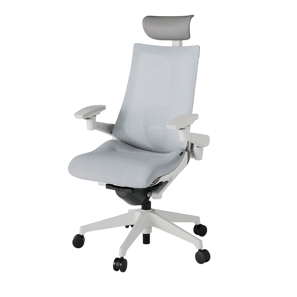 アクト2 KJ-457JEF-GNT7 メッシュバック テクスチャード ランバーサポート 可動肘 ヘッドサポート ( ビニール ) ナイロンキャスター[ ベースカラー: GN 張地カラー: T7 / ホワイトグレー  ]