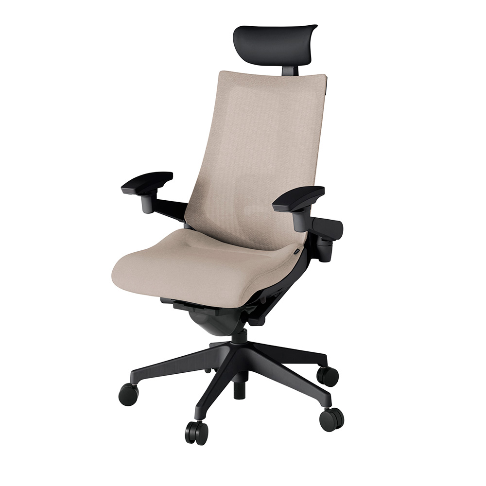 アクト2 KJ-457JEF-T1F6 メッシュバック テクスチャード ランバーサポート 可動肘 ヘッドサポート ( ビニール ) ナイロンキャスター[ ベースカラー: T1 張地カラー: F6 / グレイッシュブラウン  ]