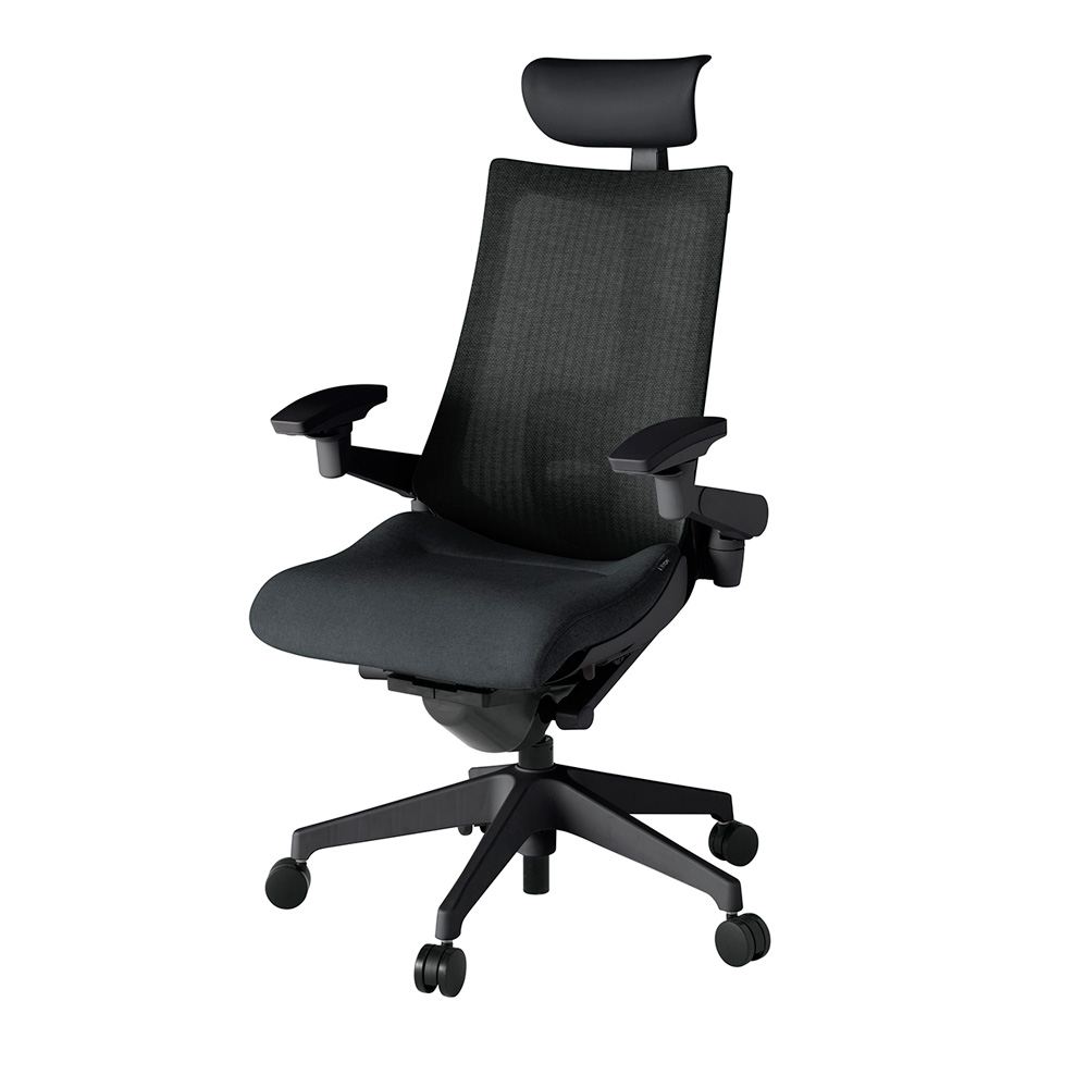 アクト2 KJ-457JEF-T1T1 メッシュバック テクスチャード ランバーサポート 可動肘 ヘッドサポート ( ビニール ) ナイロンキャスター[ ベースカラー: T1 張地カラー: T1 / ブラック  ]