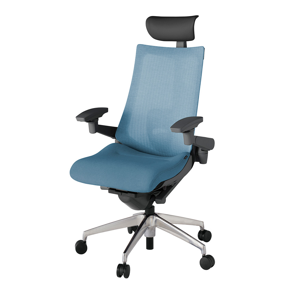アクト2 KJ-457JEF-ZDB4 メッシュバック テクスチャード ランバーサポート 可動肘 ヘッドサポート ( ビニール ) ナイロンキャスター[ ベースカラー: ZD 張地カラー: B4 / ダックブルー  ]
