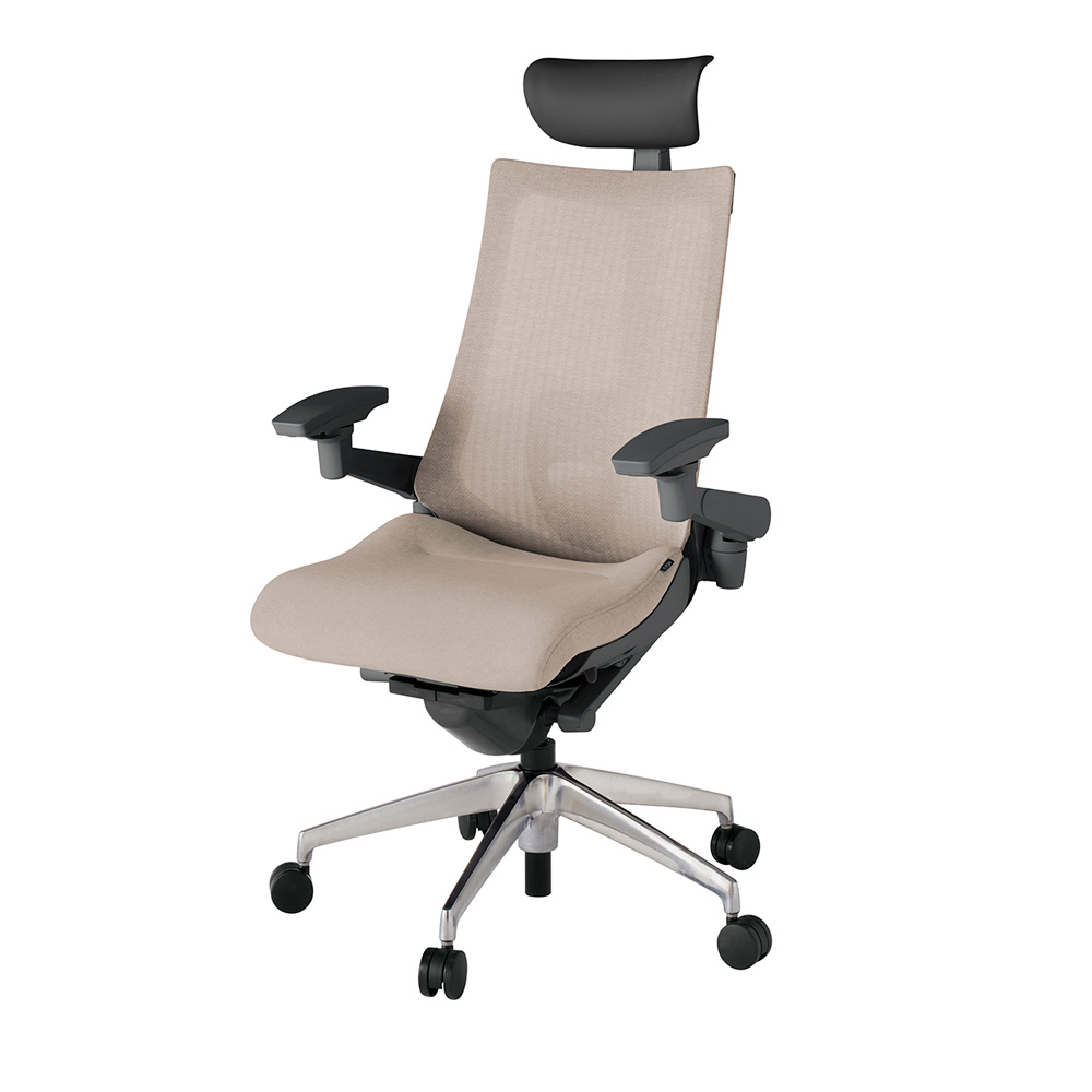 アクト2 KJ-457JEF-ZDF6 メッシュバック テクスチャード ランバーサポート 可動肘 ヘッドサポート ( ビニール ) ナイロンキャスター[ ベースカラー: ZD 張地カラー: F6 / グレイッシュブラウン  ]