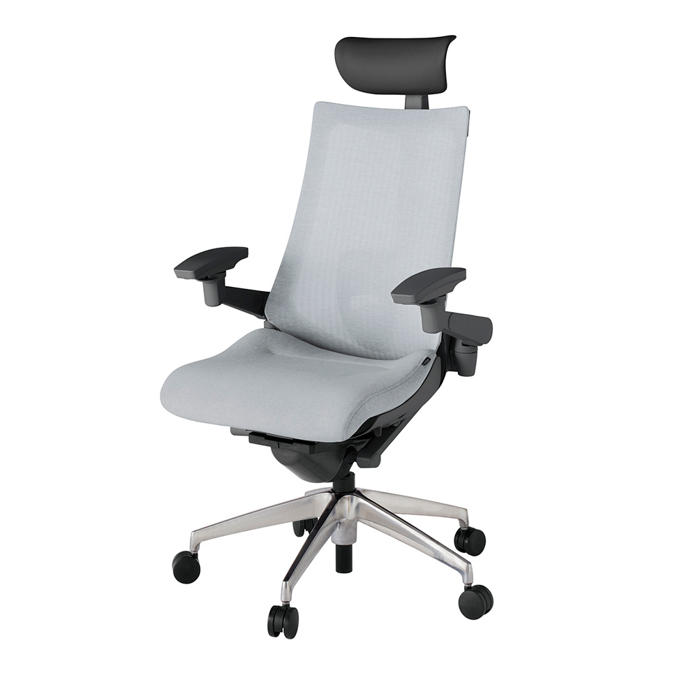 アクト2 KJ-457JEF-ZDT7 メッシュバック テクスチャード ランバーサポート 可動肘 ヘッドサポート ( ビニール ) ナイロンキャスター[ ベースカラー: ZD 張地カラー: T7 / ホワイトグレー  ]