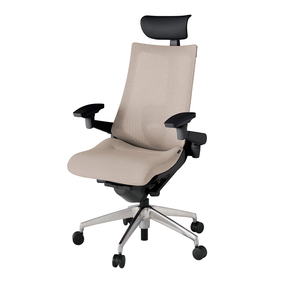 アクト2 KJ-457JEF-ZTF6 メッシュバック テクスチャード ランバーサポート 可動肘 ヘッドサポート ( ビニール ) ナイロンキャスター[ ベースカラー: ZT 張地カラー: F6 / グレイッシュブラウン  ]