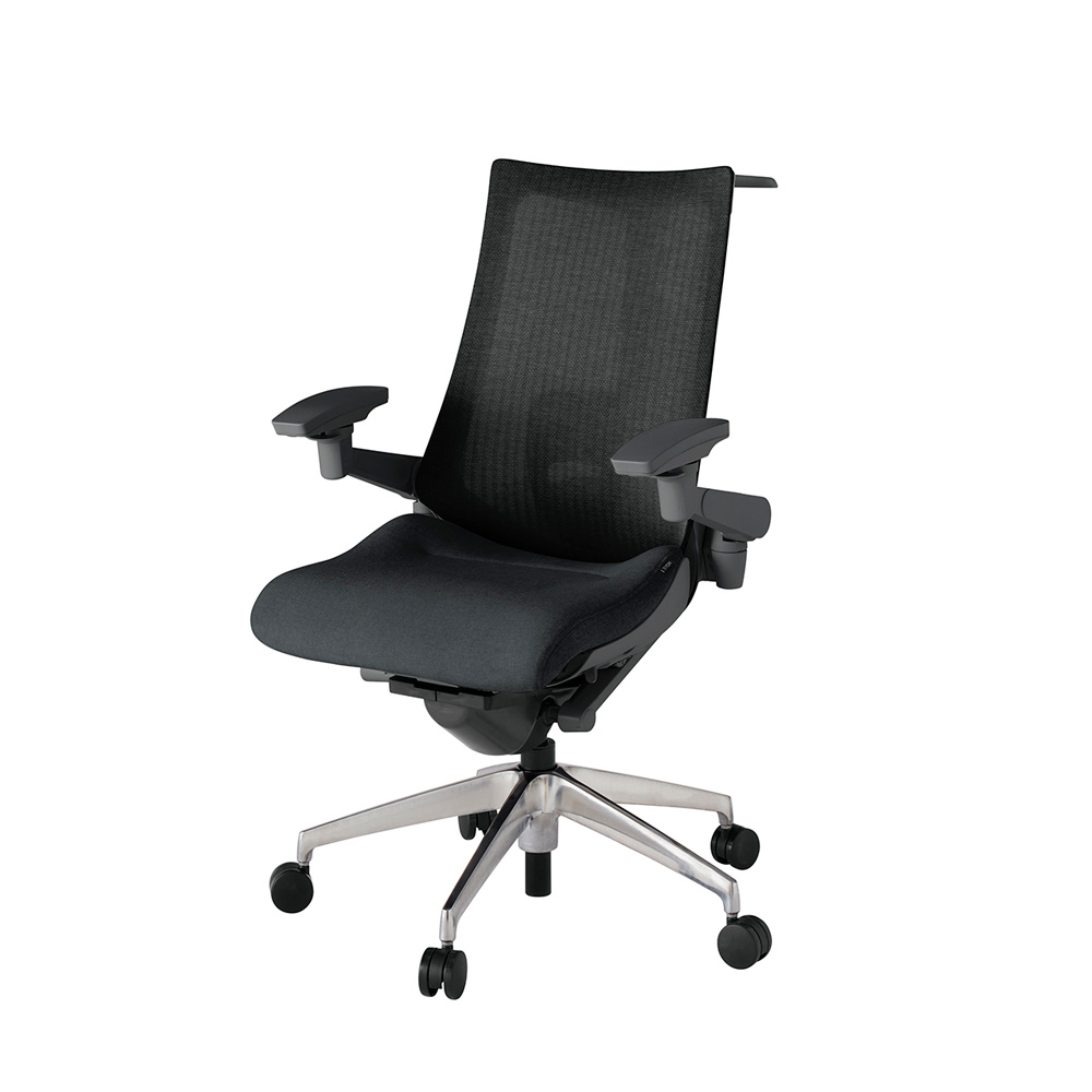 アクト2 KJ-457JEH-ZDT1 メッシュバック テクスチャード ランバーサポート 可動肘 ハンガーナイロンキャスター[ ベースカラー: ZD 張地カラー: T1 / ブラック  ]