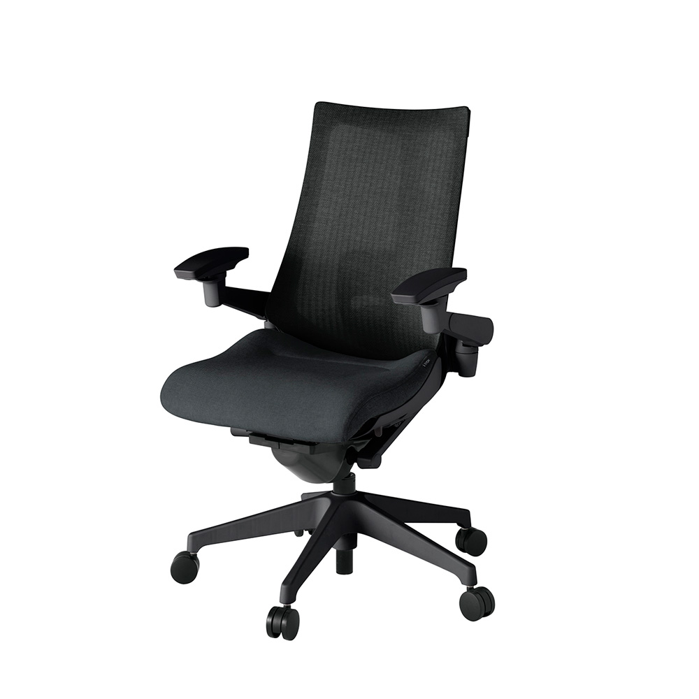 アクト2 KJ-457JE-T1T1 メッシュバック テクスチャード ランバーサポート 可動肘 ナイロンキャスター[ ベースカラー: T1 張地カラー: T1 / ブラック  ]