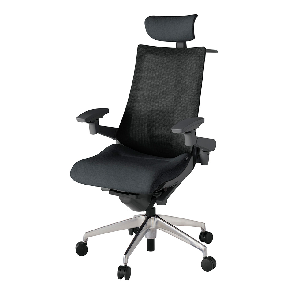 アクト2 KJ-457JEXM-ZDT1 メッシュバック テクスチャード ランバーサポート 可動肘 ヘッドサポート ( クロス ) ハンガー ウレタンキャスター [ ベースカラー: ZD 張地カラー: T1 / ブラック  ]