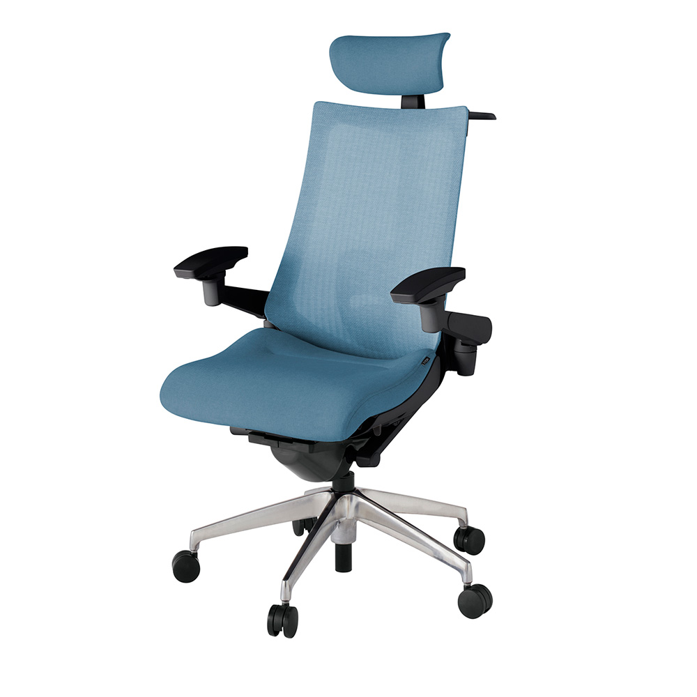 アクト2 KJ-457JEXM-ZTB4 メッシュバック テクスチャード ランバーサポート 可動肘 ヘッドサポート ( クロス ) ハンガー ウレタンキャスター [ ベースカラー: ZT 張地カラー: B4 / ダックブルー  ]