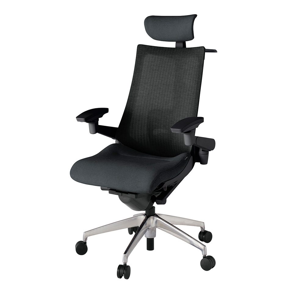 アクト2 KJ-457JEXM-ZTT1 メッシュバック テクスチャード ランバーサポート 可動肘 ヘッドサポート ( クロス ) ハンガー ウレタンキャスター [ ベースカラー: ZT 張地カラー: T1 / ブラック  ]