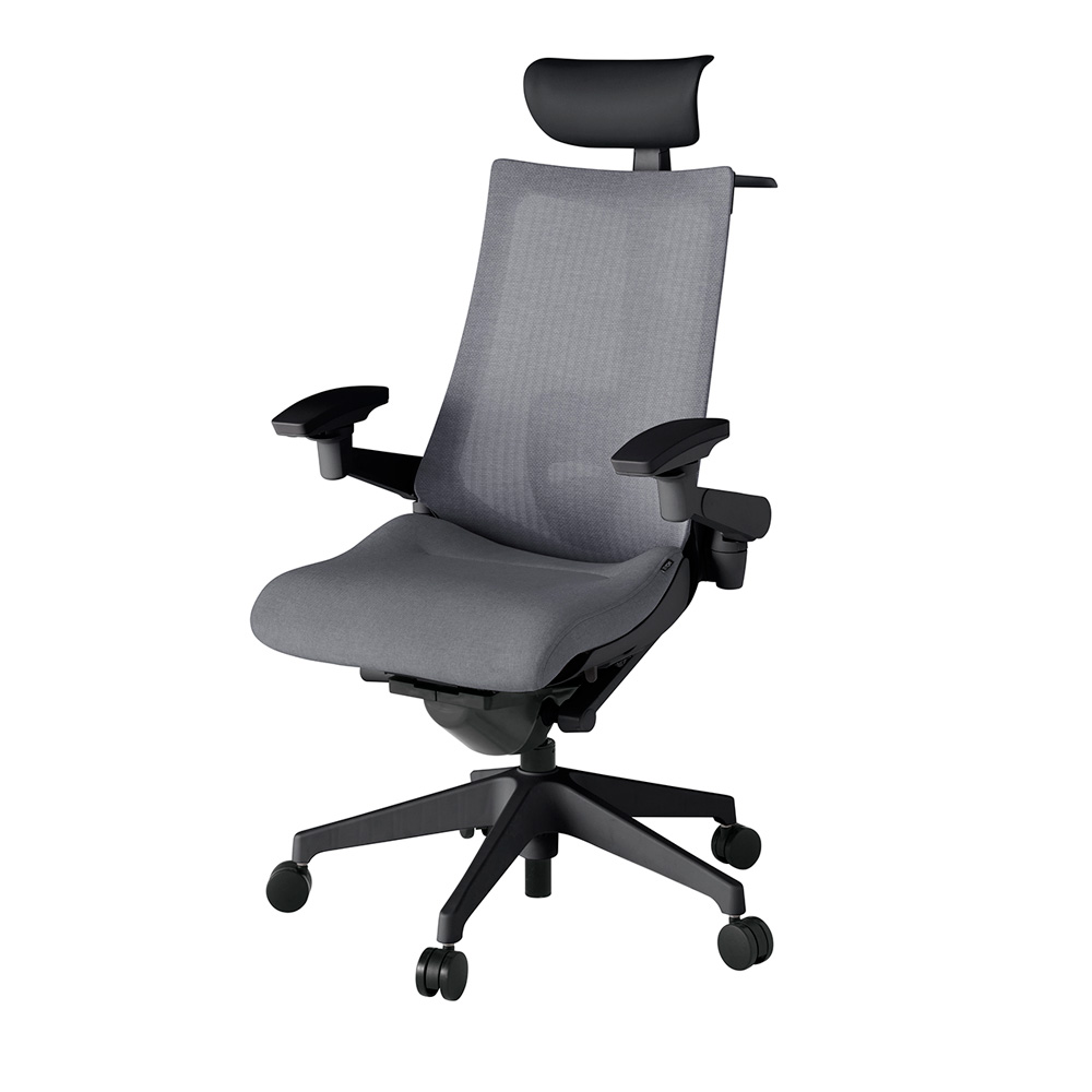 アクト2 KJ-457JEY-T1T3 メッシュバック テクスチャード ランバーサポート 可動肘 ヘッドサポート ( ビニール ) ハンガー ナイロンキャスター[ ベースカラー: T1 張地カラー: T3 / ダークグレー  ]