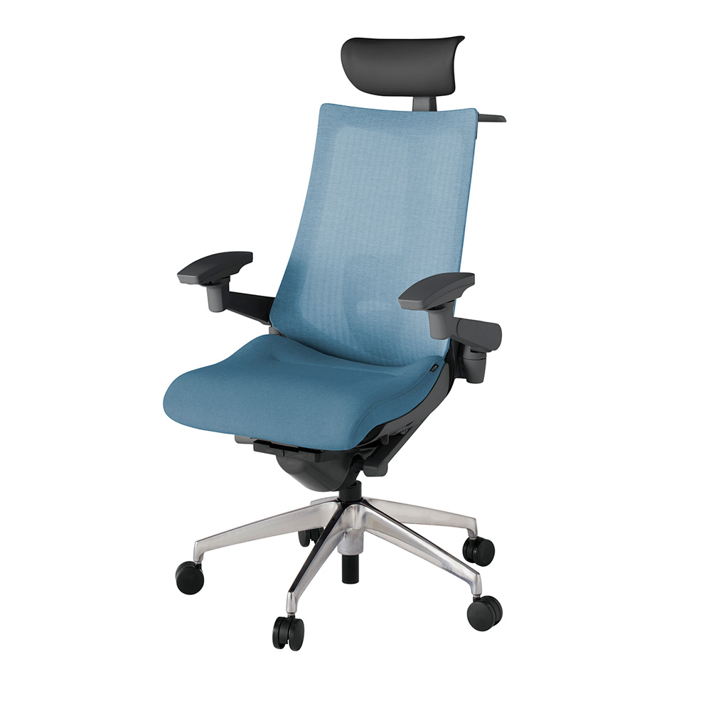 アクト2 KJ-457JEY-ZDB4 メッシュバック テクスチャード ランバーサポート 可動肘 ヘッドサポート ( ビニール ) ハンガー ナイロンキャスター[ ベースカラー: ZD 張地カラー: B4 / ダックブルー  ]