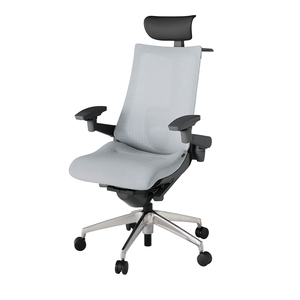 アクト2 KJ-457JEY-ZDT7 メッシュバック テクスチャード ランバーサポート 可動肘 ヘッドサポート ( ビニール ) ハンガー ナイロンキャスター[ ベースカラー: ZD 張地カラー: T7 / ホワイトグレー  ]