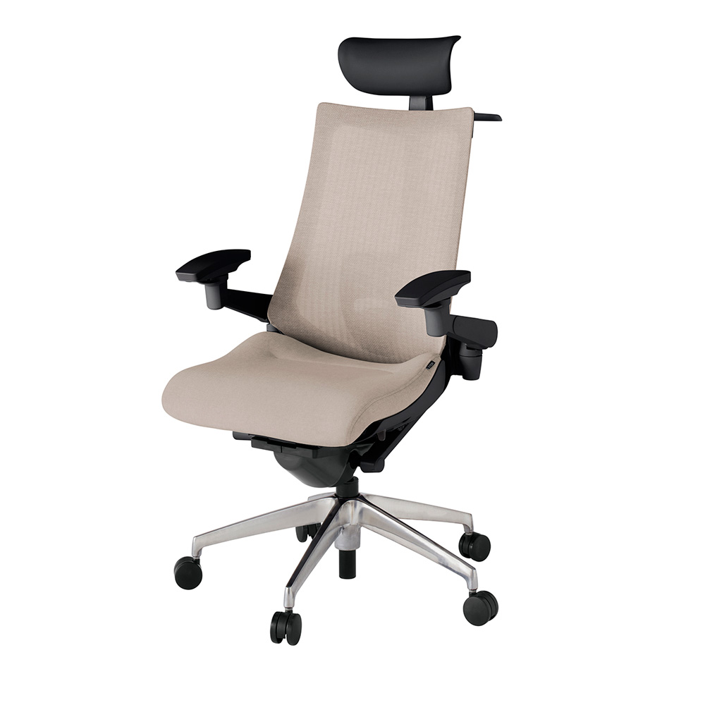 アクト2 KJ-457JEY-ZTF6 メッシュバック テクスチャード ランバーサポート 可動肘 ヘッドサポート ( ビニール ) ハンガー ナイロンキャスター[ ベースカラー: ZT 張地カラー: F6 / グレイッシュブラウン  ]