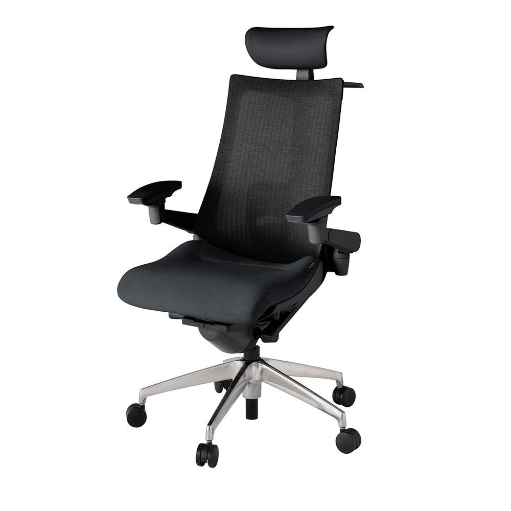 アクト2 KJ-457JEY-ZTT1 メッシュバック テクスチャード ランバーサポート 可動肘 ヘッドサポート ( ビニール ) ハンガー ナイロンキャスター[ ベースカラー: ZT 張地カラー: T1 / ブラック  ]