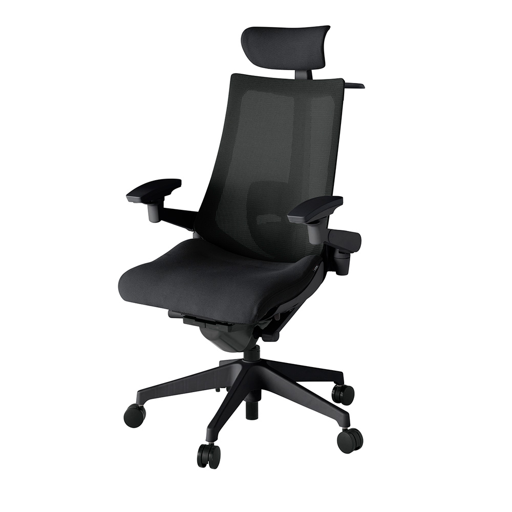 アクト2 KJ-457JVX-T1T1 メッシュバック プレーン ランバーサポート 可動肘 ヘッドサポート ( クロス ) ハンガー ナイロンキャスター[ ベースカラー: T1 張地カラー: T1 / ブラック  ]