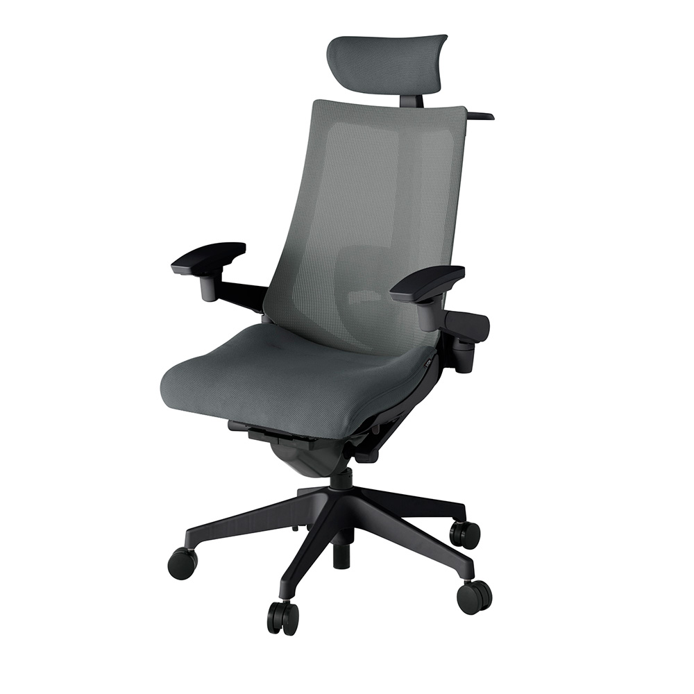 アクト2 KJ-457JVXM-T1C3 メッシュバック プレーン ランバーサポート 可動肘 ヘッドサポート ( クロス ) ハンガー ウレタンキャスター [ ベースカラー: T1 張地カラー: C3 / ダークグレー  ]
