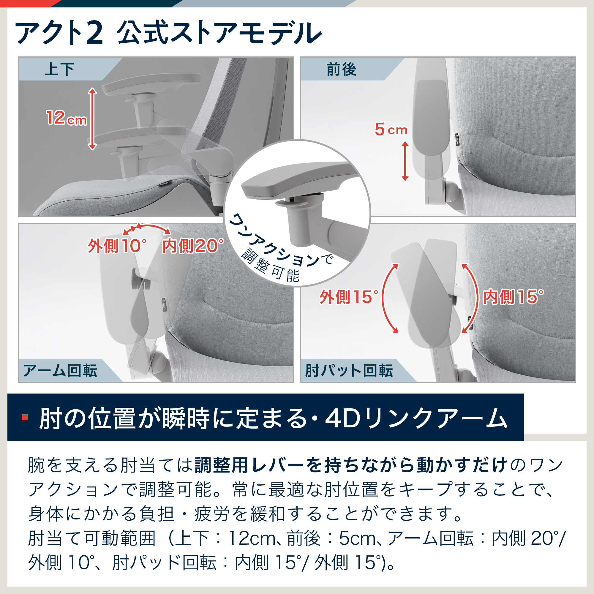 【 公式ストア限定モデル 】 アクト2 KJ457JV-GNW6C メッシュバック 可動肘 ナイロンキャスター [ベースカラーGN / ライトグレーG ・張地カラー W6 / ライトグレーW ]