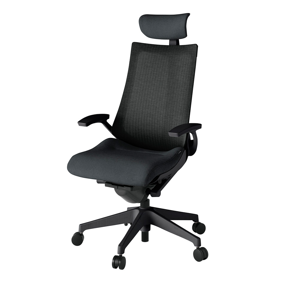 アクト2 KJ-475JEE-T1T1 メッシュバック テクスチャード 固定肘 ヘッドサポート ( クロス ) ナイロンキャスター[ ベースカラー: T1 張地カラー: T1 / ブラック  ]