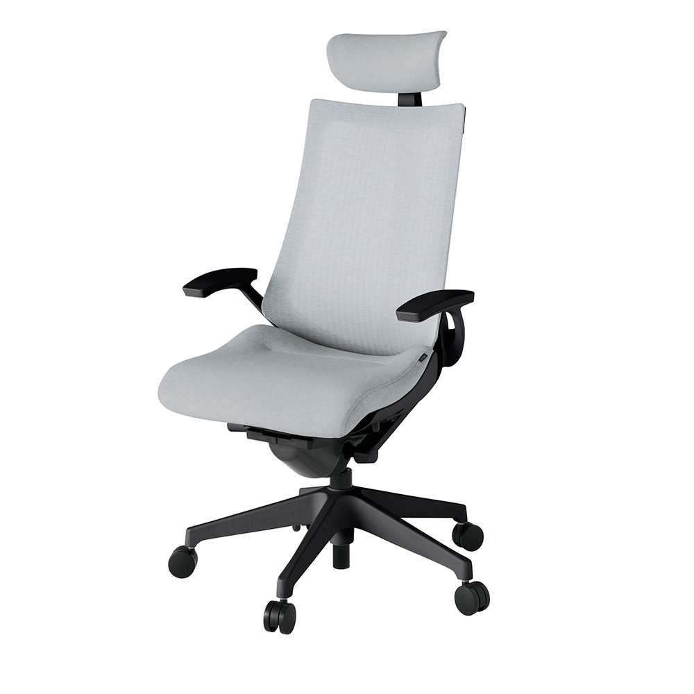 アクト2 KJ-475JEE-T1T7 メッシュバック テクスチャード 固定肘 ヘッドサポート ( クロス ) ナイロンキャスター[ ベースカラー: T1 張地カラー: T7 / ホワイトグレー  ]