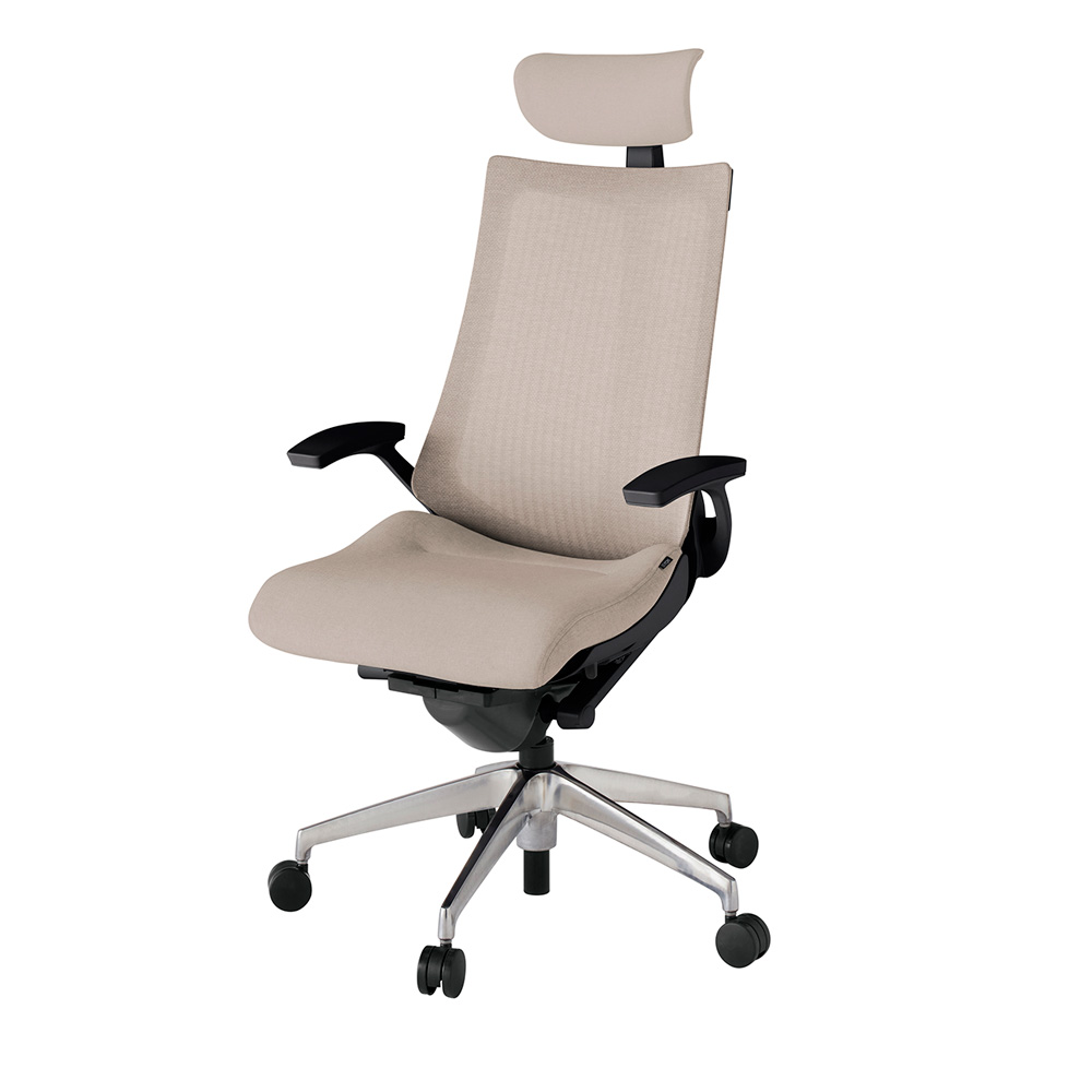 アクト2 KJ-475JEE-ZTF6 メッシュバック テクスチャード 固定肘 ヘッドサポート ( クロス ) ナイロンキャスター[ ベースカラー: ZT 張地カラー: F6 / グレイッシュブラウン  ]