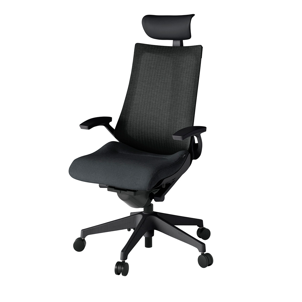 アクト2 KJ-475JEF-T1T1 メッシュバック テクスチャード 固定肘 ヘッドサポート ( ビニール ) ナイロンキャスター[ ベースカラー: T1 張地カラー: T1 / ブラック  ]