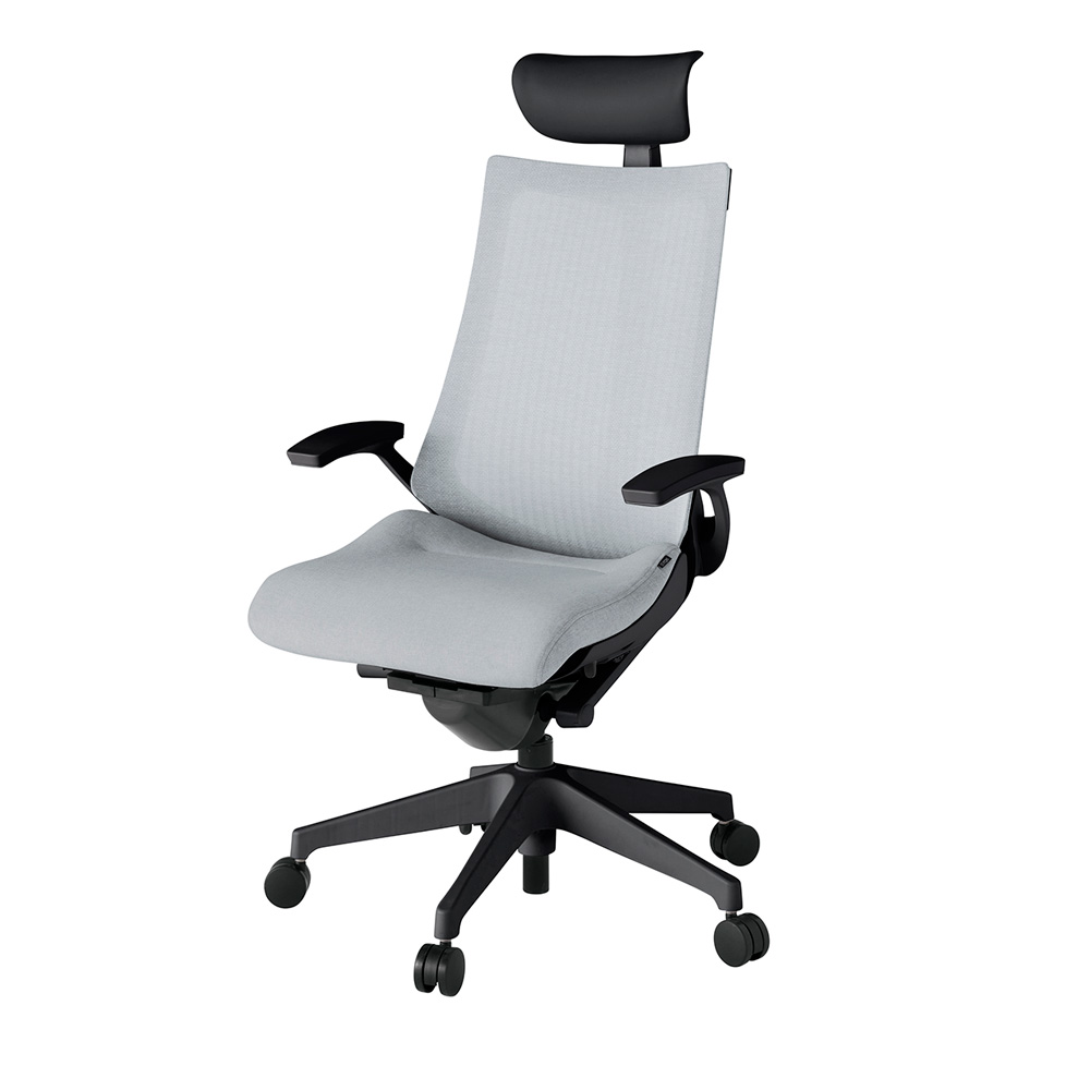 アクト2 KJ-475JEF-T1T7 メッシュバック テクスチャード 固定肘 ヘッドサポート ( ビニール ) ナイロンキャスター[ ベースカラー: T1 張地カラー: T7 / ホワイトグレー  ]