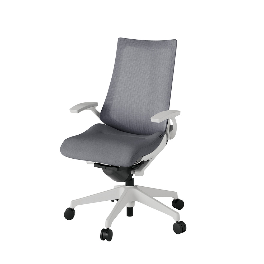 アクト2 KJ-475JE-GNT3 メッシュバック テクスチャード 固定肘 ナイロンキャスター[ ベースカラー: GN 張地カラー: T3 / ダークグレー  ]