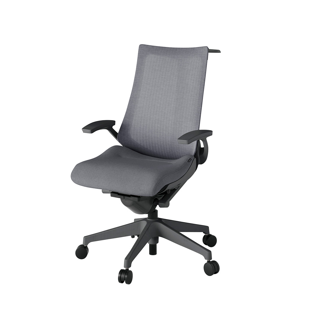 アクト2 KJ-475JEH-W2T3 メッシュバック テクスチャード 固定肘 ハンガーナイロンキャスター[ ベースカラー: W2 張地カラー: T3 / ダークグレー  ]