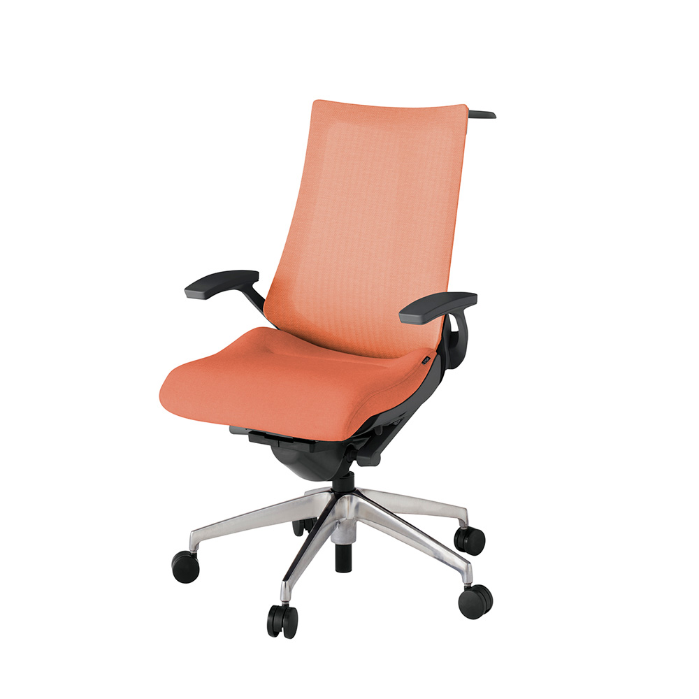 アクト2 KJ-475JEH-ZDD4 メッシュバック テクスチャード 固定肘 ハンガーナイロンキャスター[ ベースカラー: ZD 張地カラー: D4 / パーシモオレンジ  ]