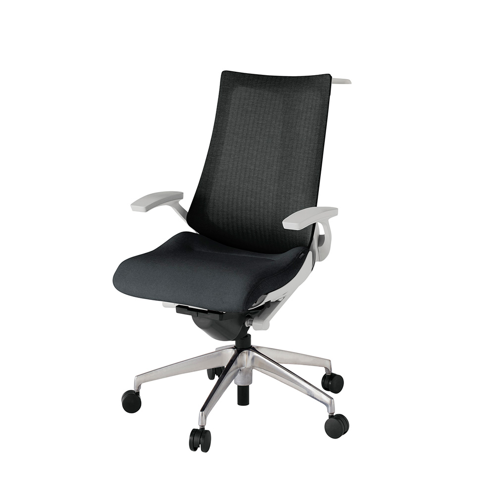 アクト2 KJ-475JEH-ZNT1 メッシュバック テクスチャード 固定肘 ハンガーナイロンキャスター[ ベースカラー: ZN 張地カラー: T1 / ブラック  ]