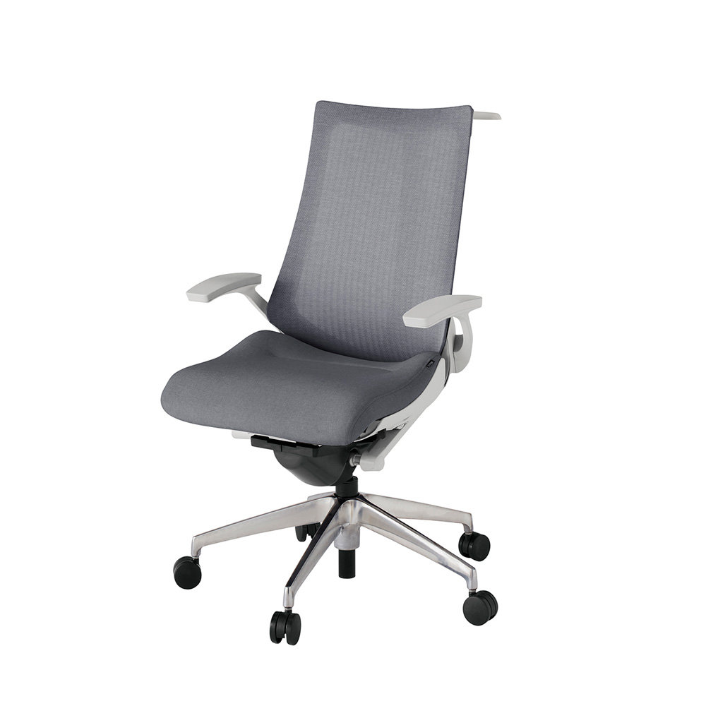 アクト2 KJ-475JEH-ZNT3 メッシュバック テクスチャード 固定肘 ハンガーナイロンキャスター[ ベースカラー: ZN 張地カラー: T3 / ダークグレー  ]