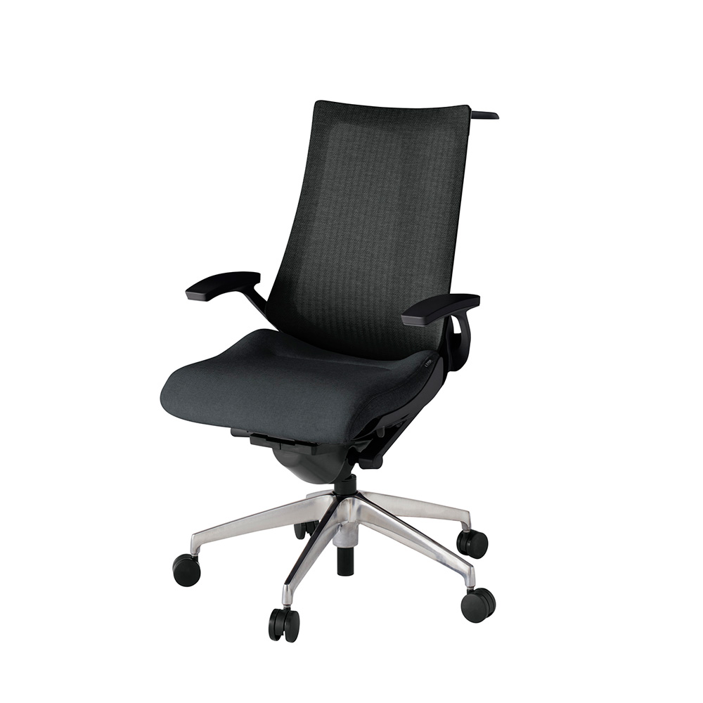 アクト2 KJ-475JEH-ZTT1 メッシュバック テクスチャード 固定肘 ハンガーナイロンキャスター[ ベースカラー: ZT 張地カラー: T1 / ブラック  ]