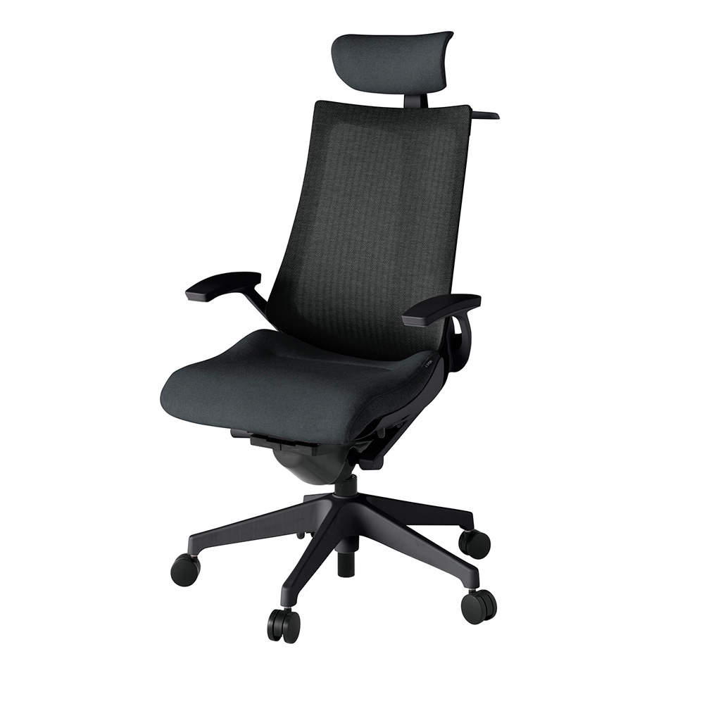 アクト2 KJ-475JEX-T1T1 メッシュバック テクスチャード 固定肘 ヘッドサポート ( クロス ) ハンガー ナイロンキャスター[ ベースカラー: T1 張地カラー: T1 / ブラック  ]