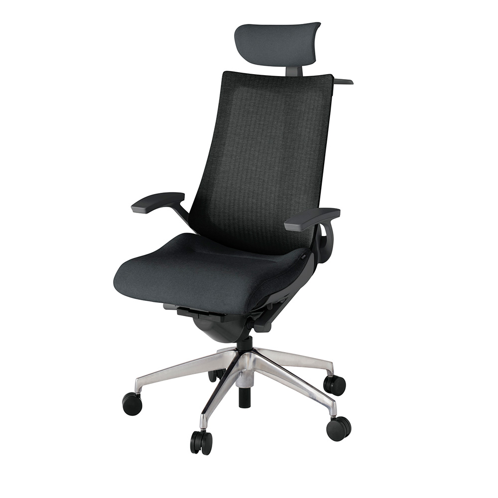 アクト2 KJ-475JEX-ZDT1 メッシュバック テクスチャード 固定肘 ヘッドサポート ( クロス ) ハンガー ナイロンキャスター[ ベースカラー: ZD 張地カラー: T1 / ブラック  ]