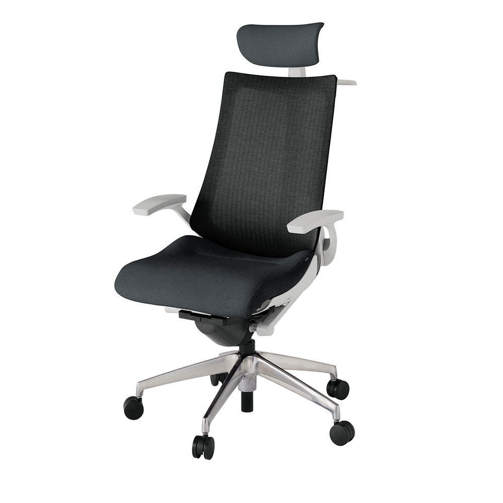 アクト2 KJ-475JEX-ZNT1 メッシュバック テクスチャード 固定肘 ヘッドサポート ( クロス ) ハンガー ナイロンキャスター[ ベースカラー: ZN 張地カラー: T1 / ブラック  ]