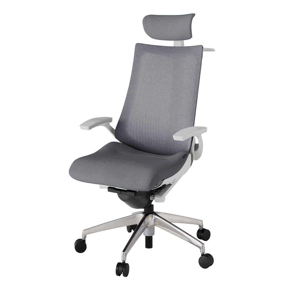 アクト2 KJ-475JEX-ZNT3 メッシュバック テクスチャード 固定肘 ヘッドサポート ( クロス ) ハンガー ナイロンキャスター[ ベースカラー: ZN 張地カラー: T3 / ダークグレー  ]