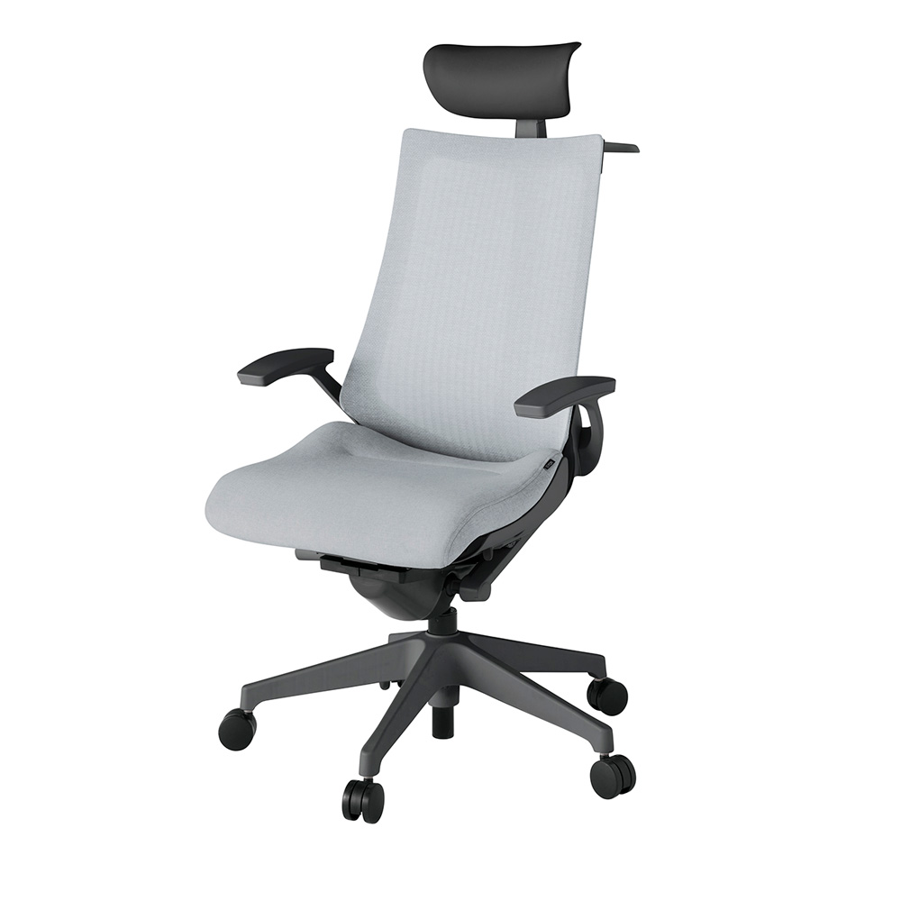 アクト2 KJ-475JEY-W2T7 メッシュバック テクスチャード 固定肘 ヘッドサポート ( ビニール ) ハンガー ナイロンキャスター[ ベースカラー: W2 張地カラー: T7 / ホワイトグレー  ]