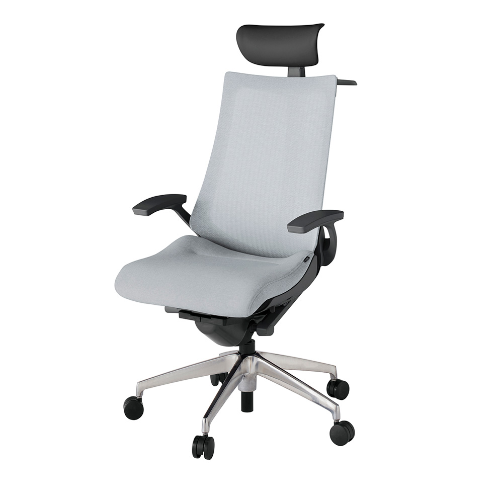 アクト2 KJ-475JEY-ZDT7 メッシュバック テクスチャード 固定肘 ヘッドサポート ( ビニール ) ハンガー ナイロンキャスター[ ベースカラー: ZD 張地カラー: T7 / ホワイトグレー  ]