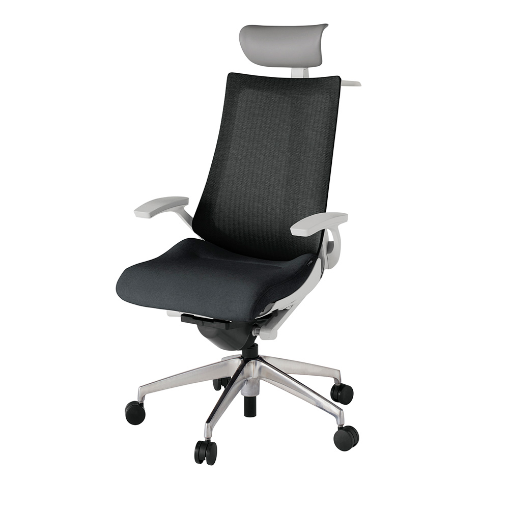 アクト2 KJ-475JEY-ZNT1 メッシュバック テクスチャード 固定肘 ヘッドサポート ( ビニール ) ハンガー ナイロンキャスター[ ベースカラー: ZN 張地カラー: T1 / ブラック  ]