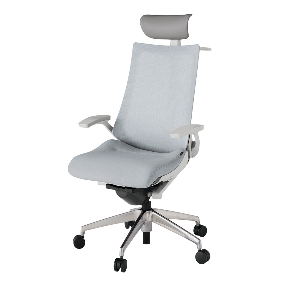 アクト2 KJ-475JEY-ZNT7 メッシュバック テクスチャード 固定肘 ヘッドサポート ( ビニール ) ハンガー ナイロンキャスター[ ベースカラー: ZN 張地カラー: T7 / ホワイトグレー  ]