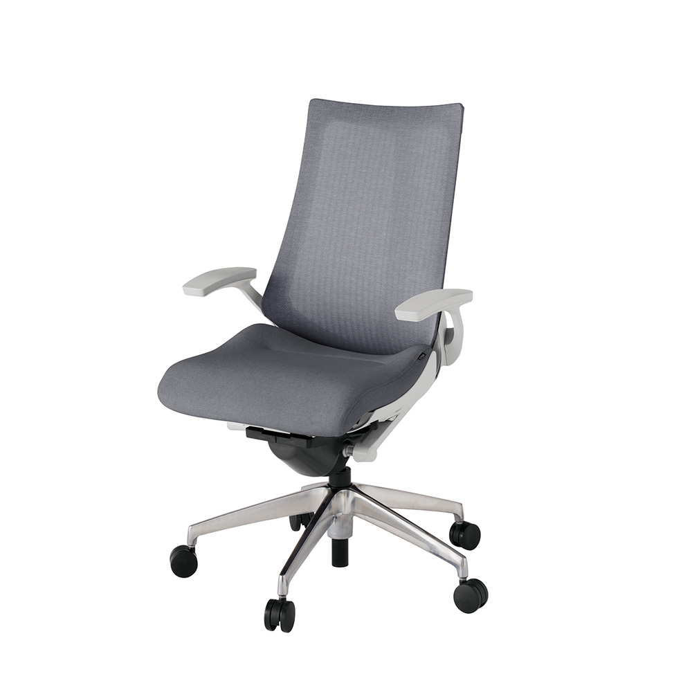 アクト2 KJ-475JE-ZNT3 メッシュバック テクスチャード 固定肘 ナイロンキャスター[ ベースカラー: ZN 張地カラー: T3 / ダークグレー  ]